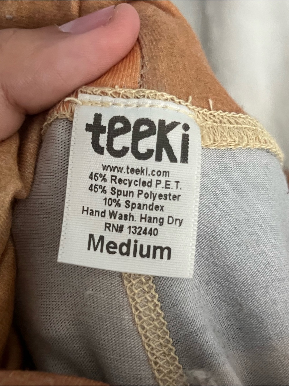 teeki Burnt Orange Leggings with Beige Trim (Made of recycled water bottles) - Picture 12 of 12